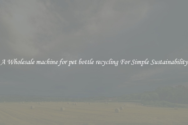  A Wholesale machine for pet bottle recycling For Simple Sustainability 