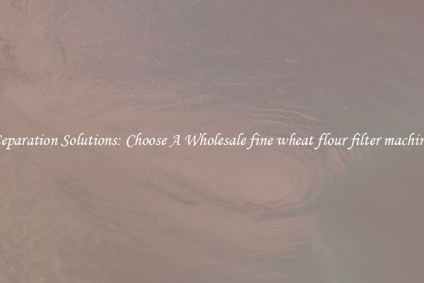 Separation Solutions: Choose A Wholesale fine wheat flour filter machine